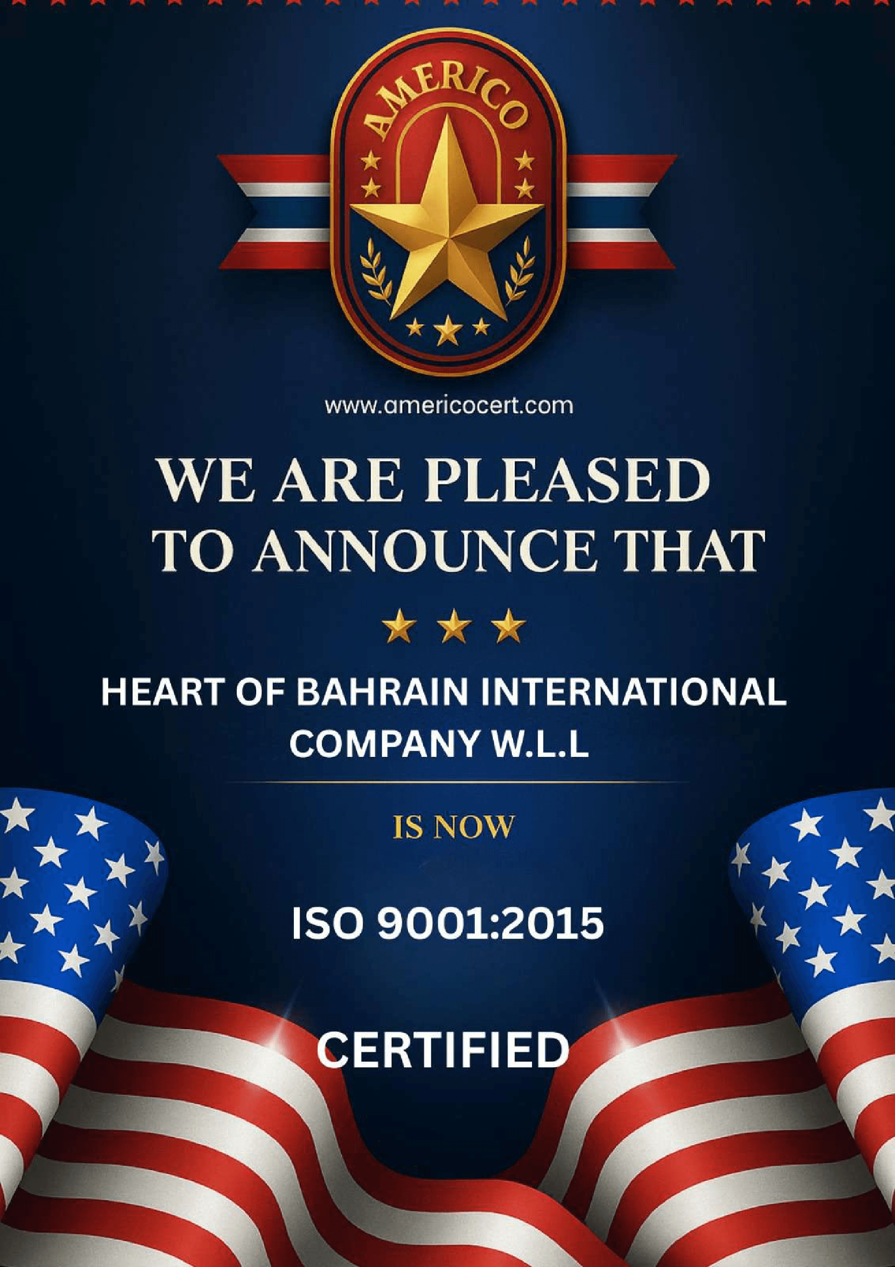 الأيزو 9001:2015 - إعلان الاعتماد (نسخة)