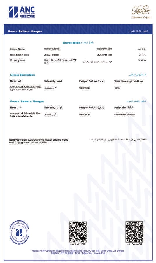 الملاك / الشركاء / المدراء